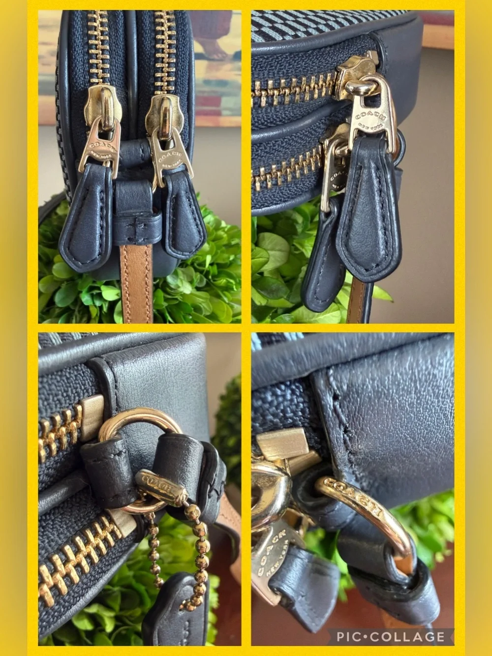 COACH 💙 BLUE TWO-TONE 🩵 LEGACY LACQUARD DOUBLE ZIP SMALL CROSSBODY BAG 🌟EUC🌟